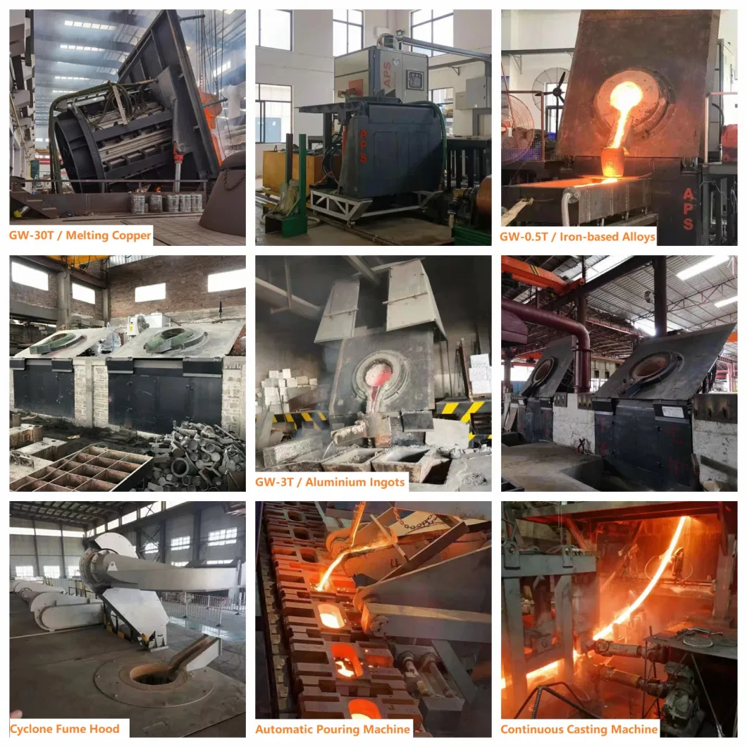 Aps Electric Industrial 8ton 15ton Metal Scrap Copper Aluminum Cast Iron Brass Bronze Stainless Steel Medium Frequency Induction Melting Machine Furnace Price
